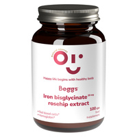 Beggs Iron bisglycinate 20 mg, rosehip extract suplement żelazo i dzika róża 100 kapsułek