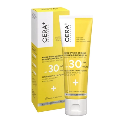 CERA PLUS Solutions, krem z wysoką ochroną przeciwsłoneczną SPF 30 do skóry suchej i wrażliwej, 50 ml