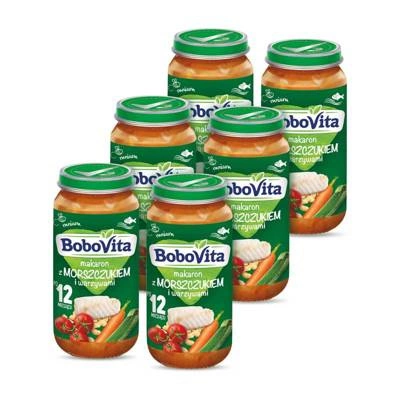 BoboVita Makaron z morszczukiem i warzywami po 12 miesiącu ZESTAW 6x250 g