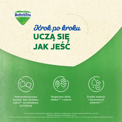BoboVita Porcja zbóż Kaszka mleczna 7 zbóż jabłko-śliwka po 8 miesiącu ZESTAW 5 x 210 g