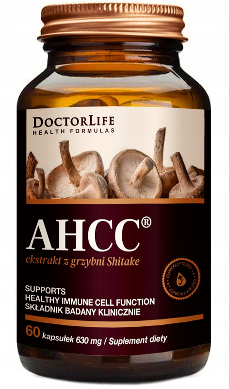 AHCC ekstrakt z grzybni Shiitake 630mg suplement diety 60 kapsułek