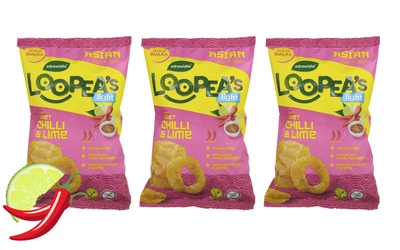 Loopea's chrupki z soczewicy o smaku sweet chilli & lime ZESTAW 3 x 50 g