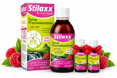 Stilaxx Syrop Przeciwkaszlowy Junior ROZLUŹNIA GARDŁO, porost islandzki 100 ml+ GRATIS!