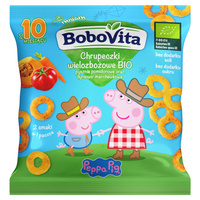 BoboVita Chrupeczki Peppa Pig wielozbożowe bio pysznie pomidorowe oraz dyniowo-marchewkowe po 10 miesiącu 20 g