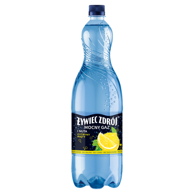 Żywiec Zdrój Mocny Gaz Napój gazowany i nuta cytryny-mięty ZESTAW 6 x 1,5 l