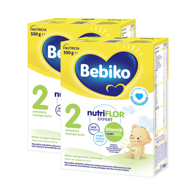 BEBIKO NUTRIflor Expert 2 mleko następne dla niemowląt, powyżej 6. m-ca życia ZESTAW 2 x 550 g