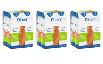 Diben Drink, smak morela - brzoskwinia, ZESTAW 12 x 200 ml. Żywność specjalnego przeznaczenia medycznego. Pacjent z cukrzycą, insulinoopornością.