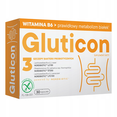 Gluticon mikroflora jelitowa witamina B6 DIETA BEZGLUTENOWA 30 kapsułek