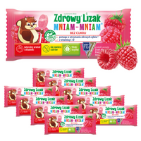 Zdrowy lizak dla dzieci mniam mniam z witaminami smak malinowy ZESTAW ŁEZKA 10 sztuk