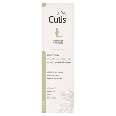 Cutis ŁUSZCZYCA bioaktywny szampon konopny + CBD łojotokowe zapalenie skóry 200 ml