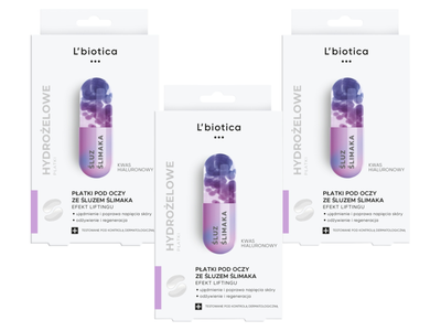 L'Biotica hydrożelowe płatki pod oczy ze śluzem ślimaka odmładzające ZESTAW 3 x 3 sztuki