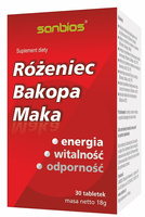 Sanbios Różeniec SUPERFOODS Bakopa Maka Niacyna B1 B2 30 tabletek