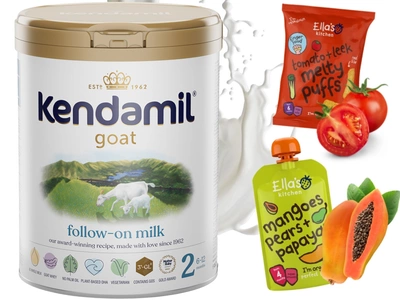 Kendamil Kozie 2 800 g + Ella's Kitchen chrupki pomidorowe i deserek mango ZESTAW 3 sztuki