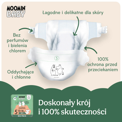 Moomin Baby 5 Maxi 10-16 kg (60 szt), eko pieluszki