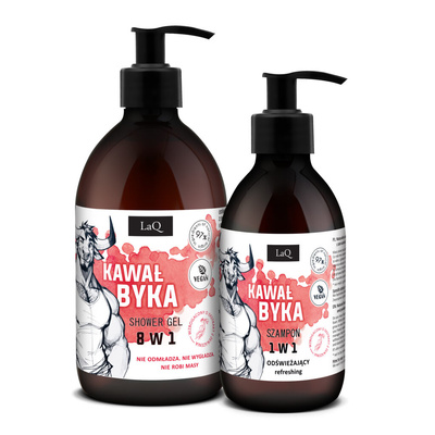 LaQ zestaw prezentowy KAWAŁ BYKA żel pod prysznic 500 ml i szampon 300 ml