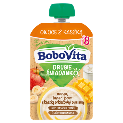 BoboVita Drugie Śniadanko Owoce z kaszką mango banan jogurt po 8 miesiącu 100 g