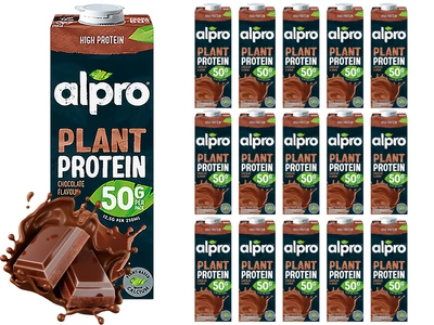 Alpro Napój sojowy o smaku czekoladowym proteinowy wysokobiałkowy ZESTAW 16 x 1 L