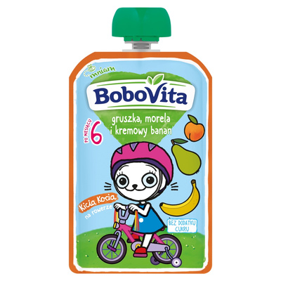 BoboVita Mus gruszka, morela, banan KICIA KOCIA po 6 miesiącu 100 g