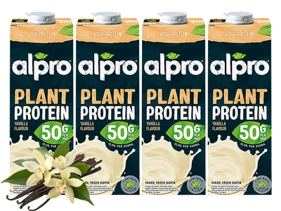 Alpro Napój sojowy o smaku waniliowym proteinowy wysokobiałkowy ZESTAW 4 x 1 L