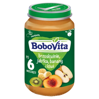 BoboVita Brzoskwinie jabłka banany i kiwi po 6 miesiącu 190 g