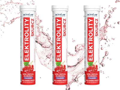 ActivLab Elektrolity Skurcz NAWODNIENIE smak czerwonej porzeczki ZESTAW 3 x 20 tabletek musujących