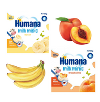 Humana Milk Minis zestaw deserków jogurtowych banan i brzoskwinia od 6 miesiąca 8 x 100 g