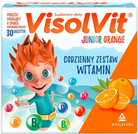 Visolvit Junior Orange WITAMINY granulki musujące smak pomarańczowy 30 saszetek