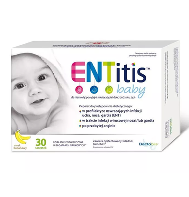 ENTitis Baby dla niemowląt powyżej 6 miesiąca i dzieci smak bananowy 30 saszetek