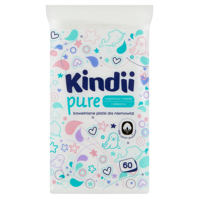Kindii Pure Bawełniane płatki dla niemowląt ZESTAW 10 x 60 sztuk