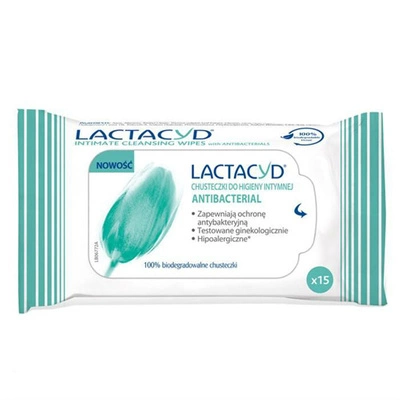 Lactacyd Antibacterial Chusteczki do higieny intymnej 15 szt.