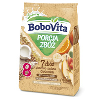 BoboVita Porcja zbóż Kaszka mleczna 7 zbóż zbożowo-jaglana owocowa po 8 miesiącu 210 g