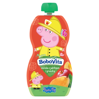 BoboVita Peppa Pig Mus morele z jabłkiem i gruszką po 6 miesiącu 100 g