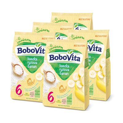BoboVita Kaszka ryżowa o smaku bananowym po 4 miesiącu ZESTAW 5x180g