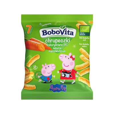 Bobovita BIO Peppa Pig Chrupeczki kukurydziane marchewkowe 20 g