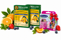 Möller’s Omega-3 rybki WYSOKA KONCENTRACJA żelki o smaku owocowym ZESTAW 2 x 27 sztuk + GRATIS!