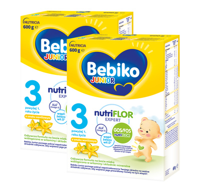 Bebiko Junior 3 Odżywcza formuła na bazie mleka dla dzieci powyżej 1. roku o smaku waniliowym 2x600 g