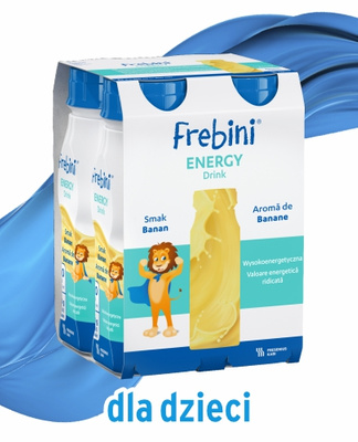 Frebini Energy Drink, smak bananowy, 24 x 200 ml. Żywność specjalnego przeznaczenia medycznego. Dla dzieci 1 - 12 lat