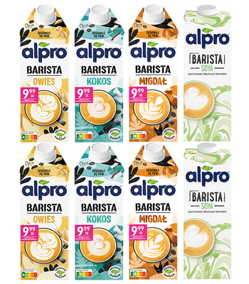 Alpro zestaw degustacyjny napojów BARISTA różne smaki 8 sztuk