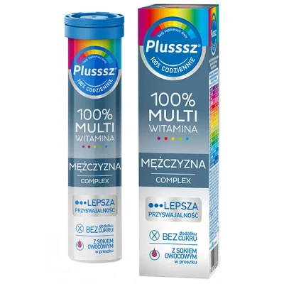 Plusssz 100% Multiwitamina Mężczyzna Complex smak jeżyna-pomarańcza 20 tabletek