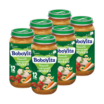 BoboVita obiadek kluseczki z warzywami i indykiem po 12 miesiącu ZESTAW 6 x 250 g