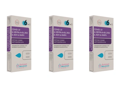 Domowe Laboratorium Test 6w1 - COVID-19, Grypa A+B, RSV, ADV, HMPV 3 sztuki