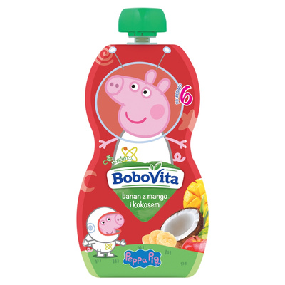 BoboVita Świnka Peppa Mus banan z mango i kokosem po 6 miesiącu 100 g