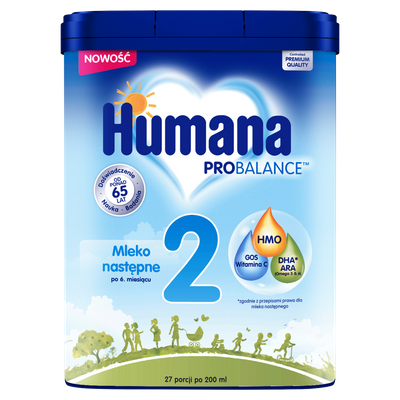 Humana ProBalance 2 Mleko następne po 6. miesiącu ZESTAW 6 x 750 g + 3 MUSY HUMANA GRATIS!