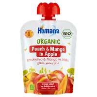 Humana Organic Mus brzoskwinia & mango w jabłku po 8. miesiącu 90 g