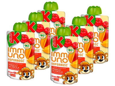 Kubuś Immuno Odporność Mus jabłko mango marchew pomarańcza acerola ZESTAW 6 x 100 g