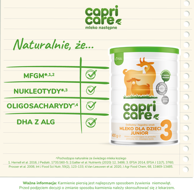 Capricare 3 - mleko dla dzieci junior, powyżej 12 miesiąca, oparte na mleku kozim ZESTAW 2 x 400 g