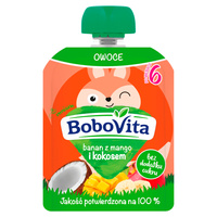 BoboVita Mus banan z mango i kokosem po 6. miesiącu ZESTAW 6 x 80 g
