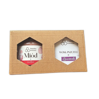 Pasieka Rodzinna zestaw prezentowy miód malinowy 240 g + świeca z wosku pszczelego lawenda 120 ml