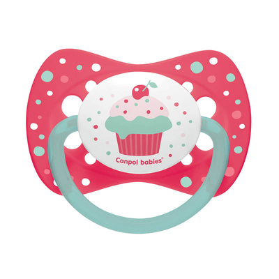 Canpol Zestaw smoczków uspokajających 23/954 silikon 0-6m symetryczny wild nature + cupcake różowe 2 sztuki