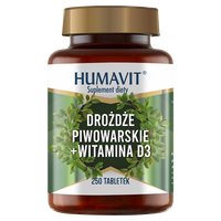 Humavit Suplement diety drożdże piwowarskie + witamina D3 250 tabletek